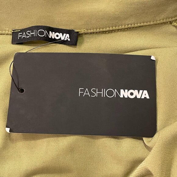 (NWT) FASHION NOVA Short Shorts Romper. Light Olive, S - Picture 7 of 10